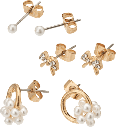 Ohrstecker mit Perlen & Schleifen, Gold-Optik ebelin