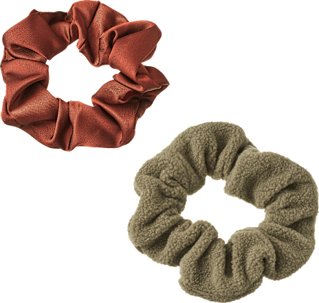 Scrunchies Teddy & Satin, Grün, Rot ebelin