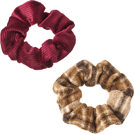 Scrunchies, Braun-kariert, Kirschrot ebelin