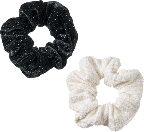 Scrunchies, weiß/schwarz ebelin