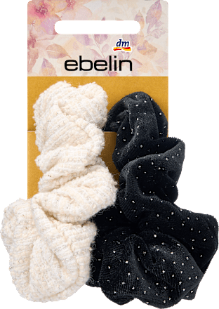 Scrunchies, weiß/schwarz ebelin