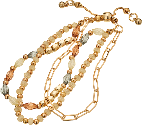 Armband 3in1 mit Perlen, Gold-Optik ebelin