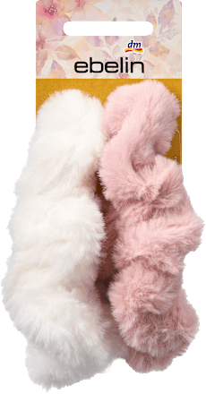 Scrunchies in Felloptik, weiß/rosa ebelin