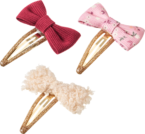 Haarclips mit Schleifen, Rot, Rosa, Teddy ebelin