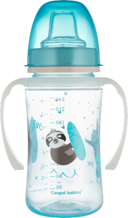 Чаша с неразливащ силиконов накрайнк и светещи дръжки, синя, 6+м Canpol babies