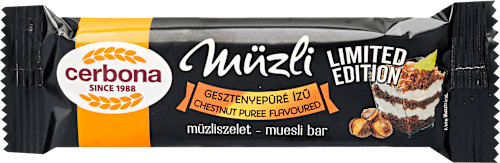 Gesztenyepüré ízű müzliszelet Cerbona