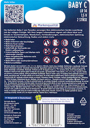 Baby-Batterien C Power Alkaline Paradies