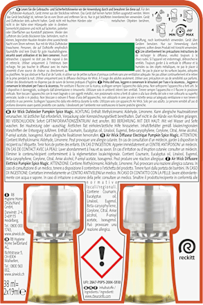 Lufterfrischer Duftstecker Pumpkin Spice Magic Nachfüllpack (2x19 ml) AirWick