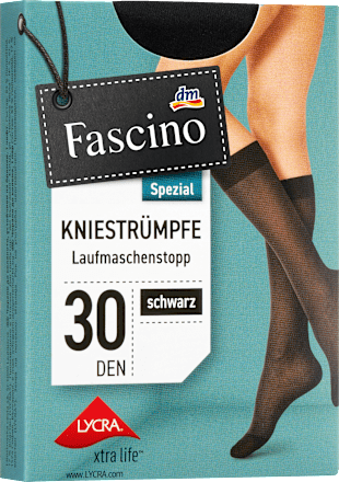 Kniestrümpfe laufmaschenresistent schwarz Gr. 35-38, 30 DEN Fascino