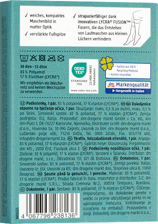 Térdharisnya 30den, szemlefutás-biztos, fekete, 35-38 Fascino