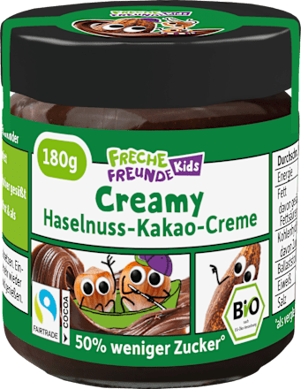 Kindersnack Brotaufstrich Haselnuss-Kakao-Creme Datteln, ab 3 Jahren Freche Freunde