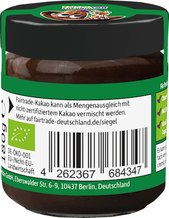 Kindersnack Brotaufstrich Haselnuss-Kakao-Creme Datteln, ab 3 Jahren Freche Freunde