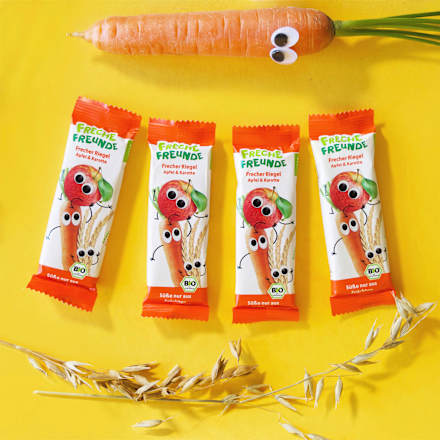 Fruchtriegel mit Getreide Apfel Karotte ab 3 Jahren, (4x23 g) Freche Freunde