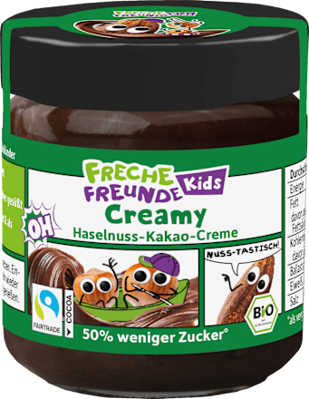 Kindersnack Brotaufstrich Haselnuss-Kakao-Creme Datteln, ab 3 Jahren Freche Freunde