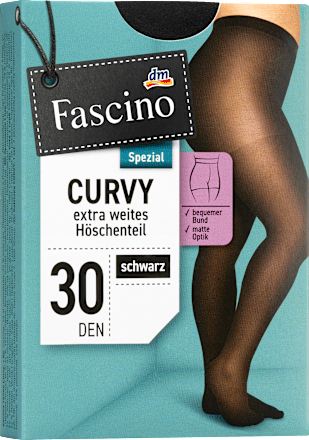 Pančuchové nohavice Curvy, veľ. 52/54, 30 DEN, čierne Fascino
