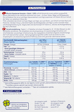 Prehransko dopolnilo s silicijevo prstjo, minerali in vitamini Mivolis