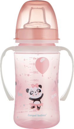 Чаша с неразливащ силиконов накрайнк и светещи дръжки, розова, 6+м Canpol babies