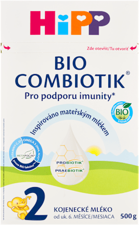 BIO pokračovací mléčná kojenecká výživa 2 Combiotik 6m HiPP
