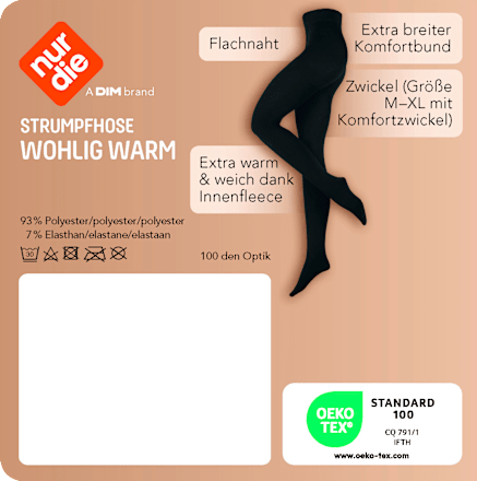 Strumpfhose Wohlig Warm schwarz 100 DEN, Gr. XL nur die