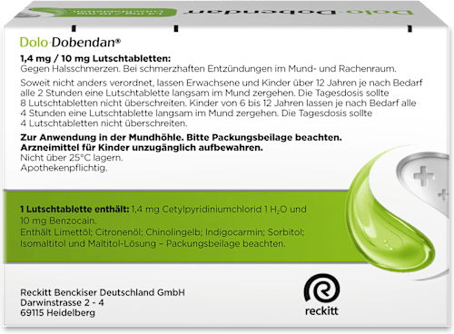 Dolo-Dobendan 1,4 mg / 10 mg Lutschtabletten zuckerfrei Dolo-Dobendan