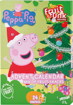 Adventný kalendár Peppa Pig 24 Fruitsnacks Fruitfunk