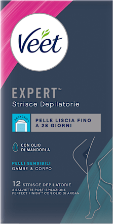 Strisce depilatorie corpo, pelli sensibili Veet