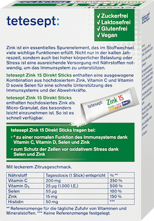 Zink 15µg Sticks tetesept