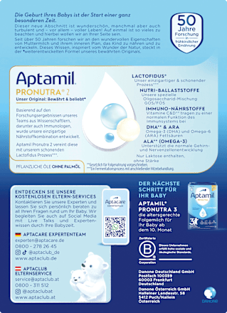 Folgemilch 2 Pronutra nach dem 6. Monat Aptamil