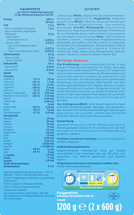 Folgemilch 2 Pronutra nach dem 6. Monat Aptamil