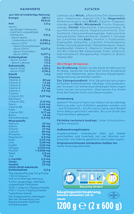 Anfangsmilch 1 Pronutra von Geburt an Aptamil