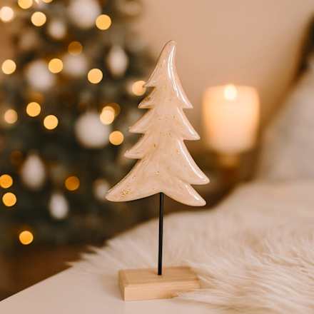 Holzaufsteller, Baum mit Kunststoffbeschichtung, beige-gold Dekorieren & Einrichten