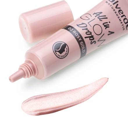 All in 1 Glow Drops tečni highlighter – 02 Rosy Gold alverde NATURKOSMETIK