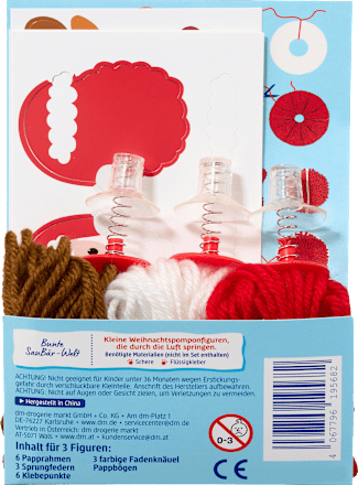 Lustige Pompon Figuren mit Sprungfeder Set zum Selbstbasteln 3tlg SauBär