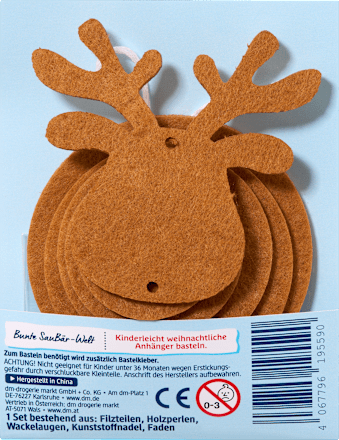 Fädelspaß Filzanhänger Rentier zum Selbstbasteln SauBär