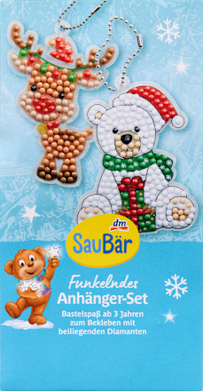 Funkelndes Anhänger-Set Bastelspaß Weihnachten 2tlg. SauBär