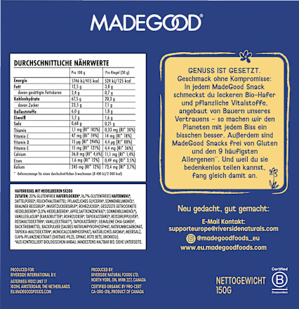 Müsliriegel, Blueberry Flavour, Soft Baked Oat Bars (5 Stück) Made Good