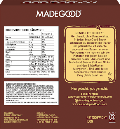 Müsliriegel, Chocolate Chip, Soft Baked Oat Bars (5 Stück) Made Good