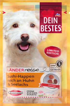 Sushifalatok felnőtt kutyáknak csirkével és fekete tőkehallal Dein Bestes