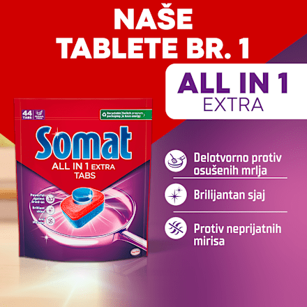 ALL IN 1 EXTRA tablete za mašinsko pranje posuđa Somat