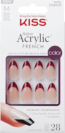 Umetni nohti Salon Acrylic French, velikost M KISS