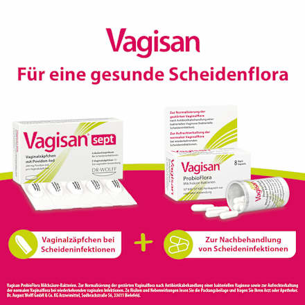 Vagisan sept Vaginalzäpfchen mit 200mg Povidon-Iod Vagisan
