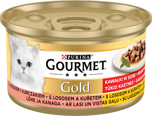 Gold konzerva pro kočky losos, kuře  PURINA GOURMET