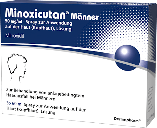 Minoxicutan Männer, Wirkstoff: Minoxidil 50 mg/ml Spray 3 x 60 ml  Minoxicutan