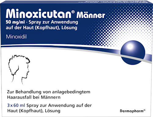Minoxicutan Männer, Wirkstoff: Minoxidil 50 mg/ml Spray 3 x 60 ml  Minoxicutan