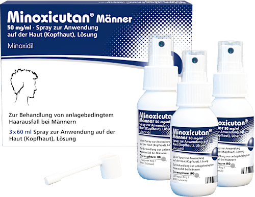 Minoxicutan Männer, Wirkstoff: Minoxidil 50 mg/ml Spray 3 x 60 ml  Minoxicutan