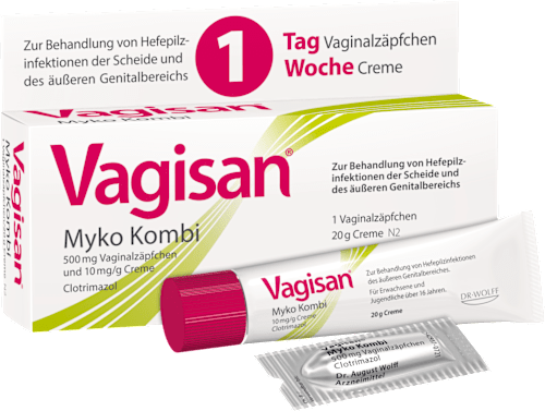 Vagisan Myko Kombi 500mg Vaginalzäpfchen + 10mg/g Creme Clotrimazol  Vagisan