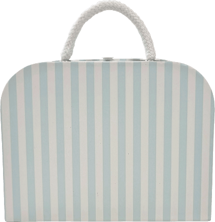 Spielkoffer aus Pappe, gestreift, mint/offwhite (19,7x15x8,5 cm) Cleoleo