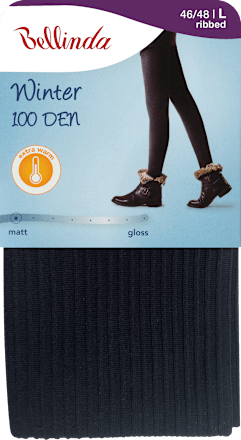 punčochové kalhoty WINTER černé žebrované vel. L Bellinda