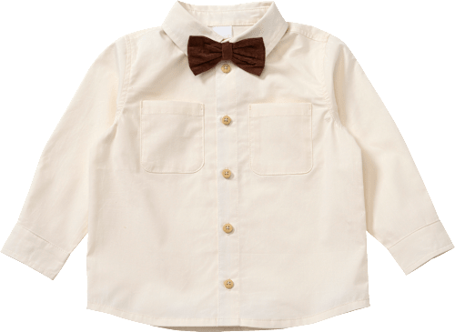 Set mit Popelin-Hemd & Cord-Fliege, weiß + braun, Gr. 86 ALANA