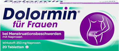 Dolormin für Frauen bei Menstruationsbeschwerden mit 250 mg Naproxen, Tabletten  Dolormin